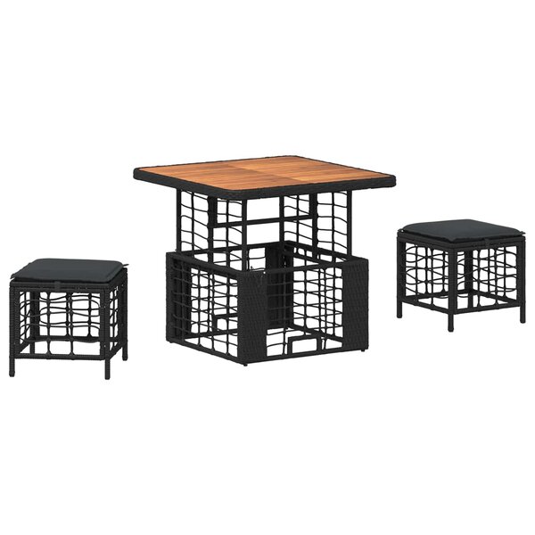 vidaXL Ensemble de salle à manger pour jardin 3 Pièces Noir et gris