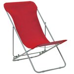 vidaXL Chaises de plage pliables lot de 2 Acier et tissu oxford Rouge