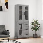 vidaXL Buffet haut Sonoma gris 69 5x34x180 cm Bois d'ingénierie