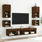 vidaXL Meuble TV mural avec lumières LED chêne marron 30x28 5x30 cm
