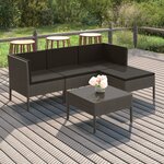 vidaXL Salon de jardin 5 Pièces avec coussins résine tressée gris