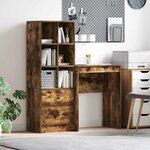vidaXL Bureau avec tiroir avec étagère avec stockage 2 Pièces Chêne fumé