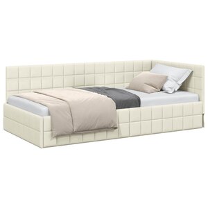 vidaXL Cadre de lit d'angle Crème 100 x 200 cm Velours