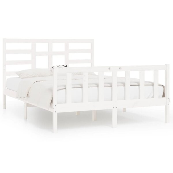 vidaXL Cadre de lit Blanc Bois de pin massif 120x200 cm