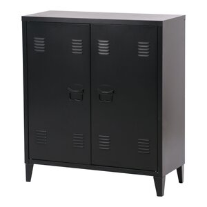 Casier de bureau armoire meuble de rangement pour bureau atelier chambre acier de bureau métallique à 2 portes 90 x 80 x 33 cm noir mat 03_0006341