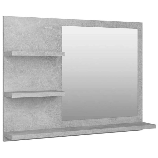 vidaXL Miroir de salle de bain gris béton 60x10 5x45cm bois ingénierie