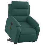 vidaXL Fauteuil inclinable de massage Vert foncé Tissu