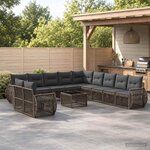 vidaXL Ensemble de canapé de jardin 12 pc Gris et Gris foncé polyrotin