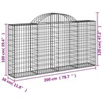 vidaXL Paniers à gabions arqués 13 Pièces 200x30x100/120 cm Fer galvanisé