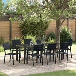 vidaXL Ensemble de salle à manger pour jardin 9 Pièces Noir HDPE