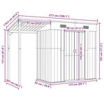 vidaXL Abri de jardin avec toit allongé gris clair 277 x 107 x 181 cm en acier