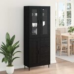 vidaXL Haut Armoire 2 Pièces Chêne noir Bois Aggloméré et Verre