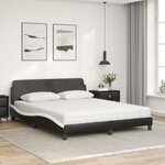 vidaXL Lit avec matelas Dover noir et blanc 160x200 cm similicuir