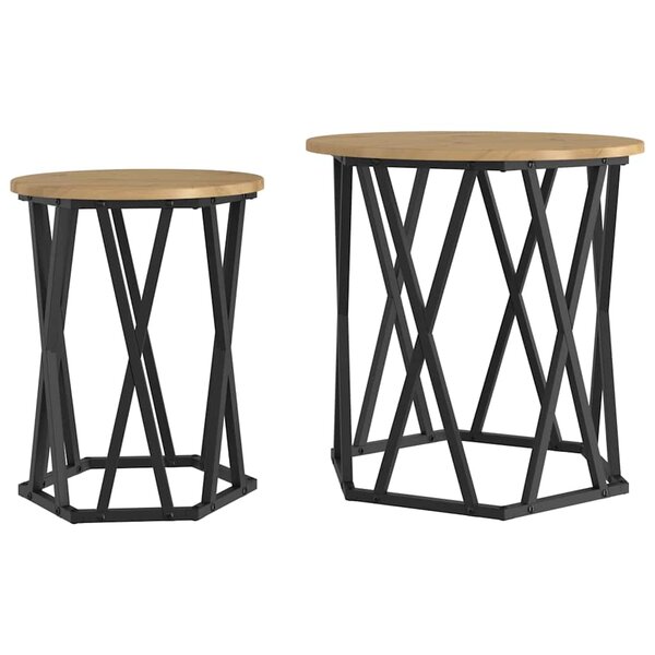 vidaXL Table basse 2 Pièces Chêne artisanal Bois d'ingénierie et acier
