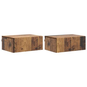 vidaXL Cabinet de chevet mural 2 Pièces Bois ancien 49 x 34 5 x 20 cm