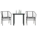 vidaXL Ensemble à manger de jardin 3 Pièces noir résine tressée verre
