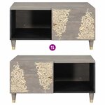 vidaXL Table basse Gris 80 x 50 x 40 cm bois de manguier massif