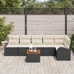 vidaXL Ensemble de canapé de jardin 7 Pièces Noir Poly rotin