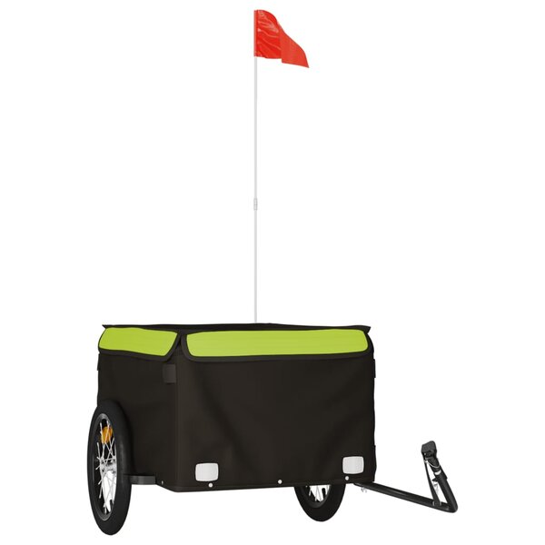 vidaXL Remorque de vélo noir et vert 45 kg fer