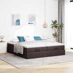 VidaXL Cadre de lit ottoman avec matelas marron foncé 180x200 cm tissu
