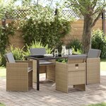 vidaXL Ensemble de salle à manger pour jardin 5 Pièces Beige polyrotin