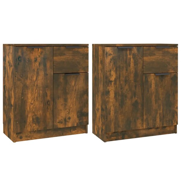 vidaXL Buffets 2 Pièces Chêne fumé 60x30x70 cm Bois d'ingénierie