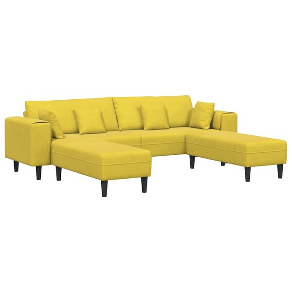 vidaXL Canapé en velours avec coussin 3 Pièces Jaune 208 cm Velours
