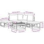 vidaXL Ensemble de canapé de jardin avec coussin 6 Pièces Noir Aluminium