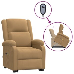 vidaXL Fauteuil de massage Marron Velours