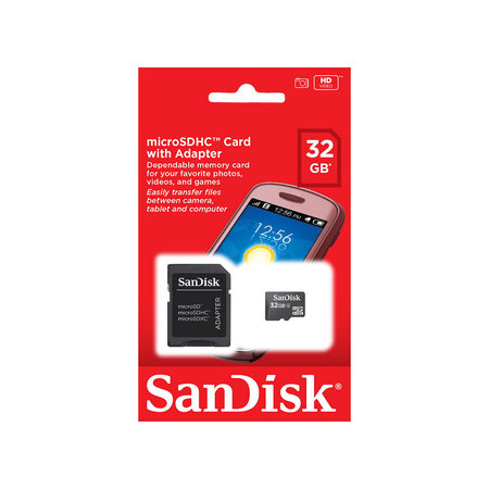 Sandisk micro sdhc 32gb card+sd adapt