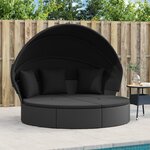 vidaXL Lit de repos d'extérieur avec auvent et coussins résine tressée
