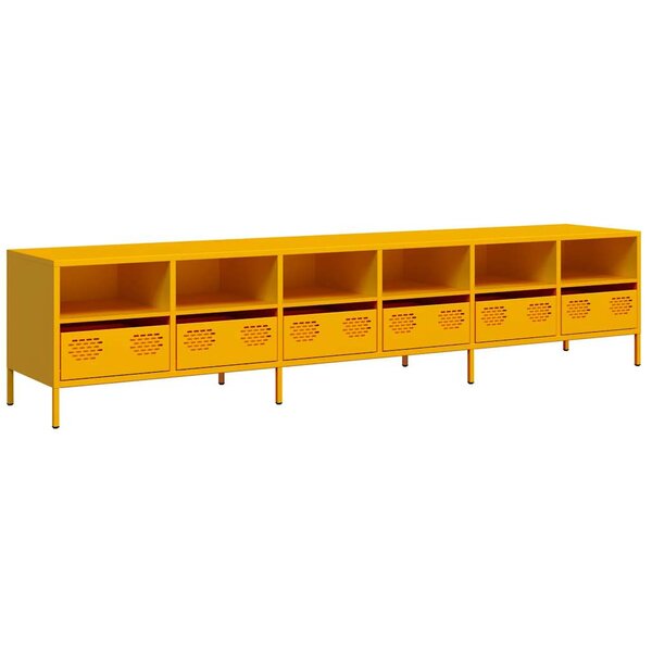 vidaXL Meuble TV jaune moutarde 202x39x43 5 cm acier laminé à froid