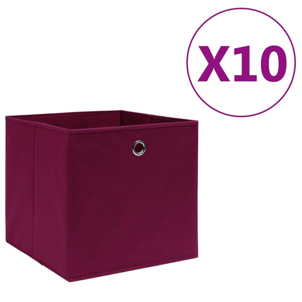 vidaXL Boîtes de rangement 10 Pièces Tissu intissé 28x28x28cm Rouge foncé