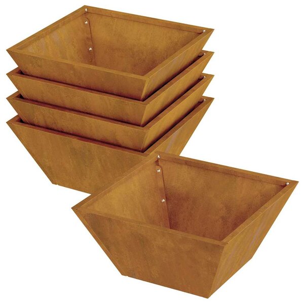 vidaXL Pot de jardin en forme de bol 5 Pièces Rouillé 35 x 35 x 15 cm