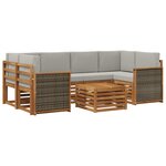 vidaXL Ensemble de canapés d'extérieur 7 pc Naturel et gris clair