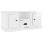 vidaXL Meuble TV blanc brillant 100x35 5x45 cm bois d'ingénierie