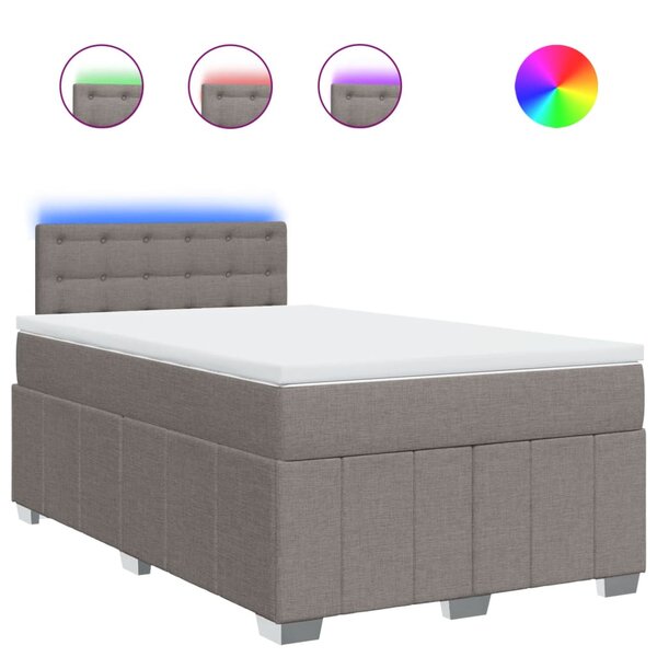 vidaXL Sommier à lattes de lit avec matelas Taupe 120x200 cm Tissu