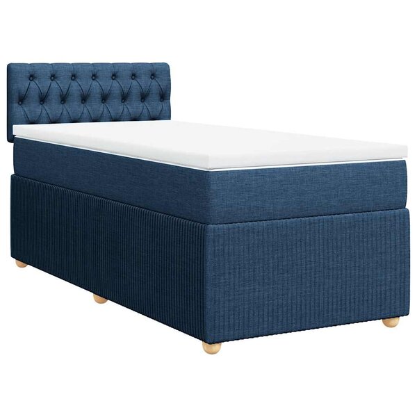 vidaXL Sommier à lattes de lit avec matelas Bleu 100x200 cm Tissu