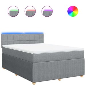vidaXL Sommier à lattes de lit avec matelas Gris clair 140x190cm Tissu