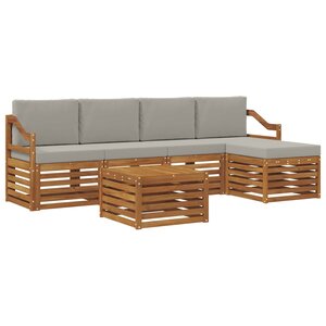 vidaXL Ensemble de canapés d'extérieur 6 Pièces Gris Naturel et Clair