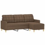 vidaXL Canapé à 3 places avec repose-pieds Marron 180 cm Tissu