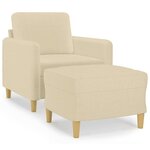 vidaXL Fauteuil avec repose-pied Crème 60 cm Tissu