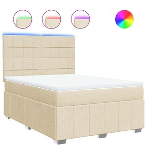vidaXL Sommier à lattes de lit avec matelas Crème 140x190 cm Tissu
