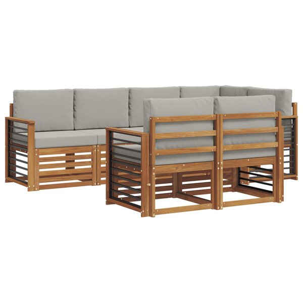 vidaXL Ensemble de canapé d'angle 7 Pièces Gris Naturel et Clair