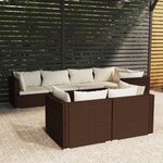 Vidaxl salon de jardin 7 pièces avec coussins marron résine tressée