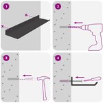 vidaXL Étagère Murale avec étagère 3 Pièces Noir 80 x 9 x 2.5 cm