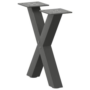 vidaXL Pieds de table basse en forme de X  2 pièces  anthracite  37 x (30-31) cm  acier
