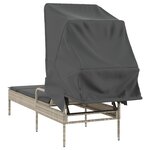 vidaXL Chaise longue avec auvent gris clair résine tressée