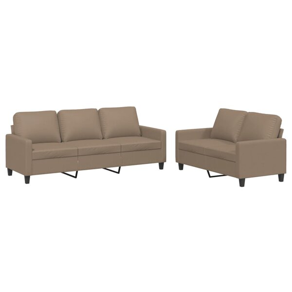 vidaXL Ensemble de canapés 2 Pièces avec coussins Cappuccino Similicuir