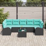 vidaXL Ensemble de canapé de jardin 8 Pièces Noir et turquoise